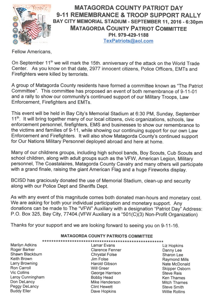 Matagorda County Patriot Day